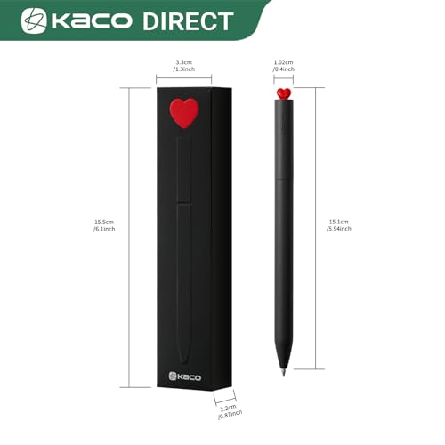 Image of Kaco FIRST Gel Ink Pens, Pack of 2 Pieces Cute Heart Pen Set with Extra 4 Black Refills