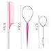 Luumxai 9pcs Topsy Hair Tail Tool and rat tail comb set,6pcs French Braiding Tool ring,3Pcs Metal Parting Combs,Woman Girl Hair Styling (Pink,Purple, Black)