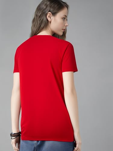Image of Mack Jonney Women Printed Cotton Rich T Shirt | Round Neck Tshirts|Half Sleeves|Printed-Regular Fit-Mack640809