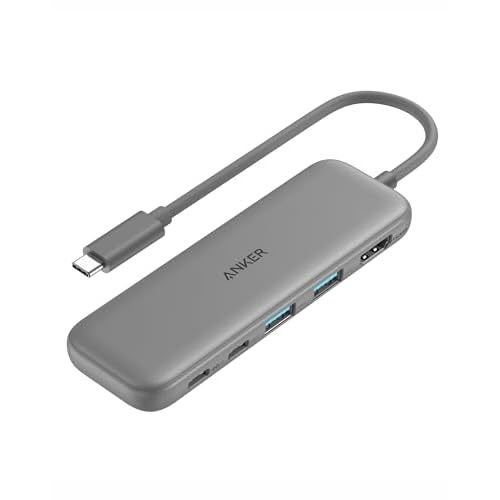 Anker USB C Hub, 5-in-1 USBC to HDMI Splitter with 4K Display, 1 x Powered USB-C 5Gbps & 2×Powered USB-A 3.0 5Gbps Data Ports for MacBook Pro, MacBook Air, Dell and More (Grey)