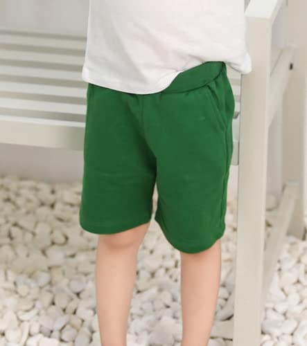 Leexiang Boys Girls Summer 2 Pack Knit Sports Shorts,Toddler Baby Casual Pull-On Soft Shorts (Dark Blue & Green, 3T) #TOP6