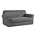 CHUN YI Stretch Sofa Slipcover 2 Piece Sofa Cover, 3 Seater Couch Slipcover Coat Soft Washable Furniture Covers with Elastic Bottom, Checks Spandex Jacquard Fabric, Large, Light Gray