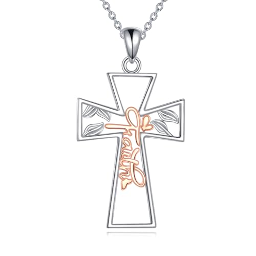 Cadeau de première communion filles collier croix en argent pour femme
