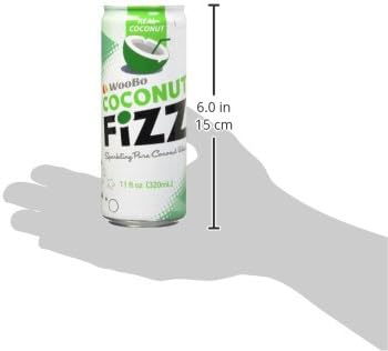 Coconut Water by Woobo, Coconut Fizz Pure Sparkling Coconut Water, Real Coconut Flavor, Healthier Than Soda, Pack of 12, 1 can is 11 oz.