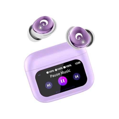 Image of VEKJ Sleep Earbuds Bluetooth 5.4 in Ear Smart Touch Screen Ear Buds, 48H Playtime Sleep Headphones Small Design for Side Sleepers, 5 EQ Modes, Crystal-Clear Calls, IPX7 Waterproof Earphones Purple