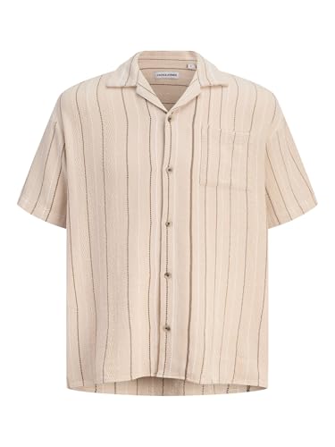 JACK & JONES Jjebradley Striped Resort SS Sn T-Shirt rayé, Beige Clair, M