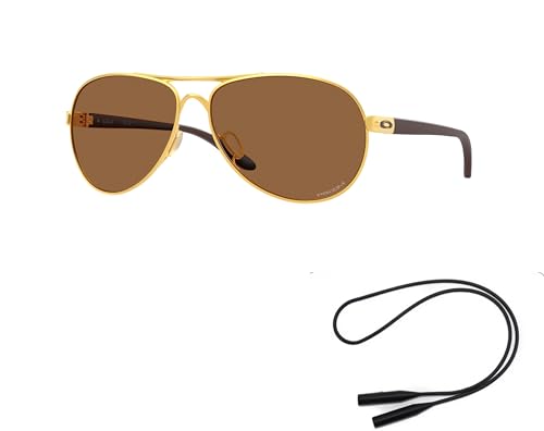 Oakley OO4079 Sunglasses Bundle: OO 4079 FEEDBACK 407951 Satin Gold/Prizm Bronze Policarbonate Standard and Universal Anti-slip Silicone Leash2