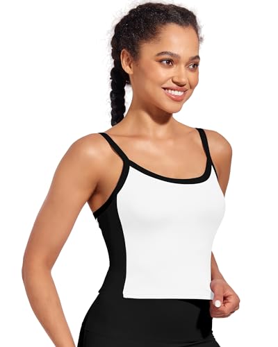 Xunyu Womens Longline Sports Bra Workout Crop Tank Top Built In Bra Adjustable Strap Square Neck Basic Shirt Yoga thumb #2