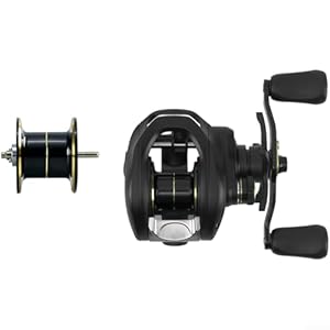 Elektronische Baitcast-Rolle mit integrierter Stromerzeugung 7,2:1 Übersetzung und konischer Schnurführung für weite Würfe (AO-DC Rechtshänder)