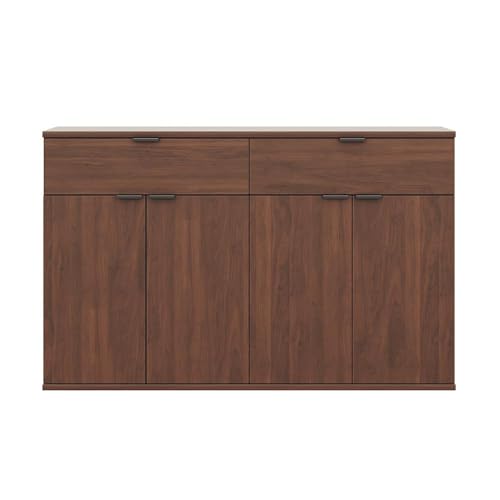 Image of Wakefit Engineered Wood Sideboard | 1 Year Warranty | Storage Cabinet for Home Kitchen Living Room | 2 Closed Compartments & 2 Drawers | Kimani - Columbian Walnut