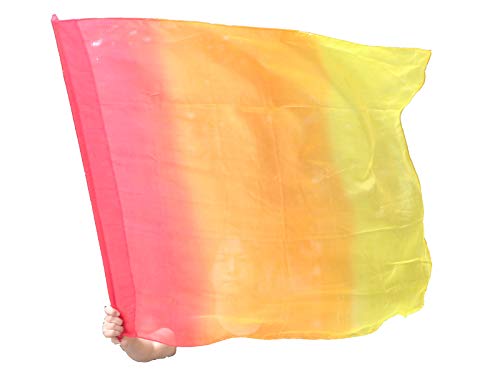 Winged Sirenny Spinning Silk Flag Poi 103cm (40") with Swivels & Collapsible Hard Rod, Flow Arts Dance Silks for Performers, Festivals & Fitness - Hand Painted Silk (Fire) โ image 1
