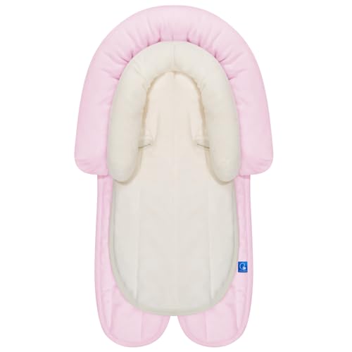 Image of COOLBEBE New 2-in-1 Babybody Supports for Baby Newborn Infants - Extra Soft Stroller Cushion Pads Car Seat Insert, Seasons, Pink