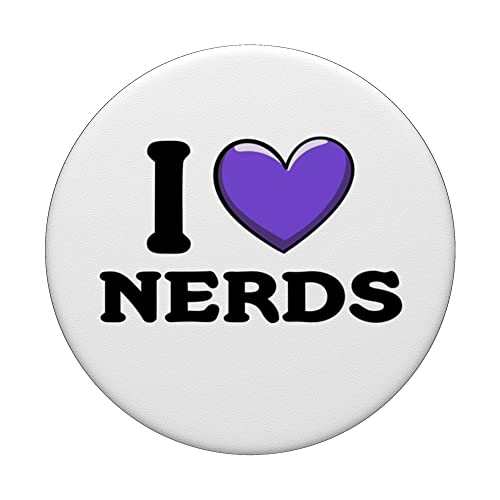 I Love Nerds Funny Geeky Nerd PopSockets Swappable PopGrip, Black - Image 3