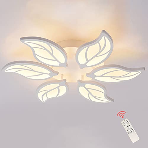 Image of RJ-60W Modern 6 Heads Ceiling Light with Dimmable Remote Control Cool White, Warm White, Natural White, Flush Mount Lighting Fixture for Living Room Children Bedroom Dining Room (2 Years Warranty)