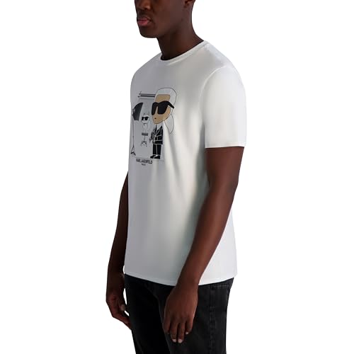 KARL LAGERFELD Men's Short Sleeve Crewneck Karl Choupette Graphic Design T-Shirt3