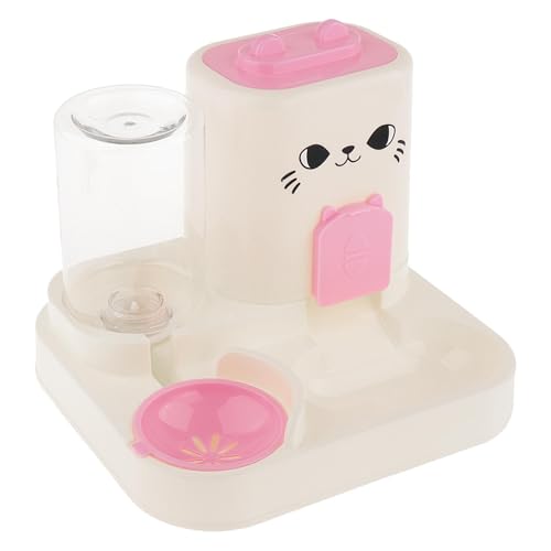 Bothyi 2 in 1 Automatic Pet Feeder Water Dispenser Portable Travel Supplies Cat Food Bowl Food Container for Kitten Small Dogs Bunny, Pink