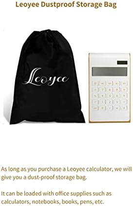 Leoyee Calculator, Slim Elegant Inclined Design, Dual Powered Desktop Calculator, Office/Home Electronics, Solar Power, Tilted LCD Display,10 Digits (White Golden)
