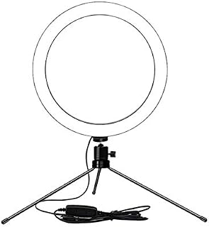 Clyictz 6Inch Table LED Ring Light 3200-5600K 3 Colors 10 Levels Brightness Adjustable with Tripod Stand for Live Stream Makeup Portrait Video Lighting