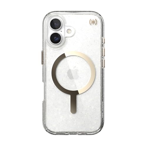 Image of Speck Presidio LUX for iPhone 17 Case, MagSafe-Compatible, Slim Protective Case, Glitter /Gold Metallic
