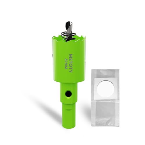 METOTY Sega a tazza bimetallica, 25 mm, universale, HSS M42, con adattatore triangolare e punta di centraggio, un sacchetto per aspirapolvere gratuito per alluminio, metalli, plastica, vetro acrilico