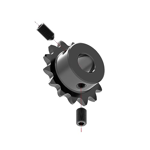Image of 13 Tooth Roller Chain Sprocket B Type Hardened Teeth, 25 Chain Sigle Strand 1 /4-Inch Pitch, 6mm Bore Black Oxide C45 Carbon Steel with Fasten Screws for 04C Chain