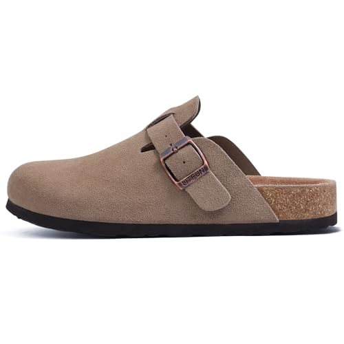Image of Litfun Unisex Genuine Suede Clogs Comfort & Soft Cork Footbed Potato Shoes