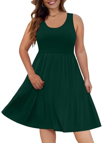 Image of DB MOON Womens 2026 Plus Size Tank Dresses Sleeveless Knee Length Sundress with Pockets