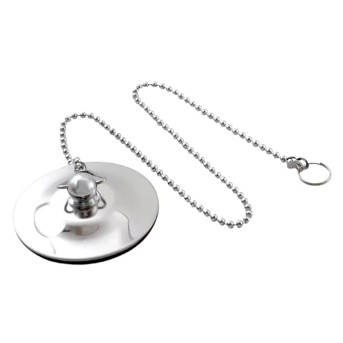 SAFIGLE Tapón de Desagüe de Acero Inoxidable para Bañera y Lavabo con Cadena Accesorio para Baño y Cocina Resistente Corrosión y Fácil de Instalar
