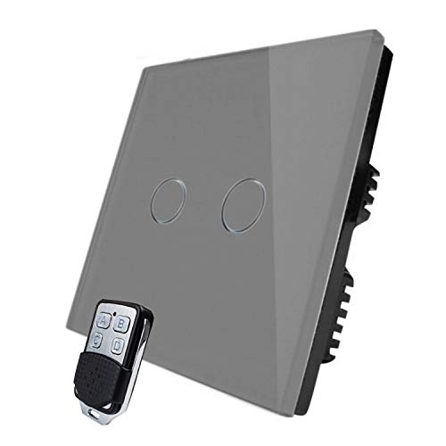 KONOQ Glass Panel Smart Touch Light Switch - Remote ON/OFF (2 Gang / 2 Way, Grey) โ image 1