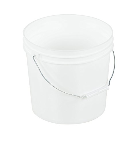 Vestil PAIL-35-PWS High Density Polyethylene Open Head Pail with Steel Handle 11-13/16 in. x 11-13/16 in. x 11-1/8 in. 3-1/2 Gallon White