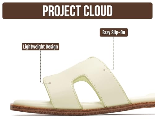 Image of Project Cloud 100% Genuine Leather Sandals for Women 2026 - Fashion Flat Womens Sandals with Memory Foam Insole Slides Sandals Women Footwear - Mules Women's Sandals (Jannel)