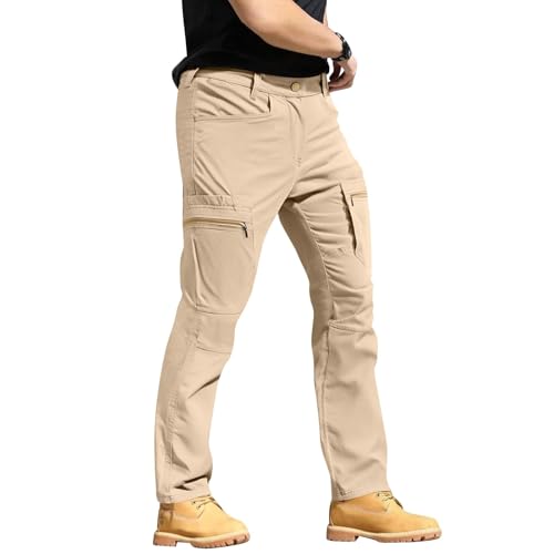 Cargo Pants for Men Quick Dry Water Resistant Tactical Pants Ripstop Elastic Waist Work Trousers Multi Pockets