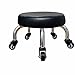 Rolling Stool Wielofunkcyjny metalowy stołek na kółkach, okrągły wodoodporny niski stołek, obrotowy stołek do pedicure do salonu 360 stopni, czarny/słoje drewna(Color:style2)