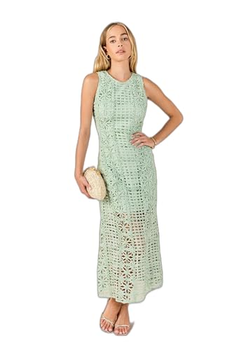 endless rose Women's Textured Sleeveless Maxi Dress, Sage, S
