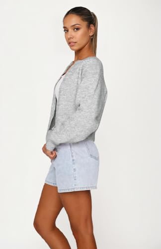 Cioatin Women Y2K Open Front Button Down Crop Sweater Cardigan Long Sleeve Lightweight Knit Pullover Fall Outfits Tops2