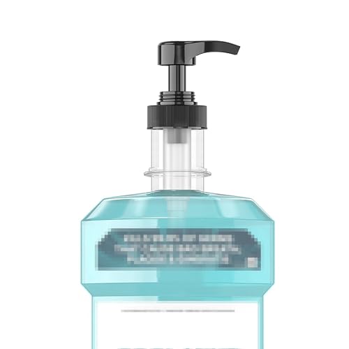 Compatible with Listerine Mouthwash Pump Dispenser for 1 and 1.5 Liter Bottles by kitchentoolz - Easy Dispensing and Mess Free - Black Pump