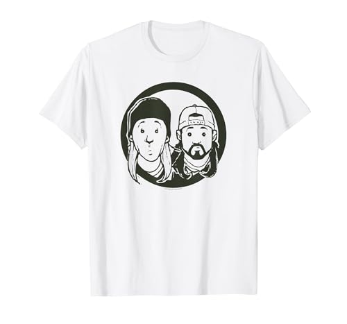 Jay and Silent Bob Simple Cartoon Faces T-Shirt, Men, White, X-Large