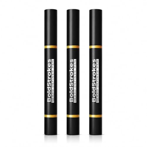 Image of Sanfe BoldStrokes Beard Definer Pen for Men | Instant Beard Fill & Patchy Beard Concealer | Waterproof Beard Filler Pen with Precision Brush Tip | Natural Black | Pack of 3 | 0.5g