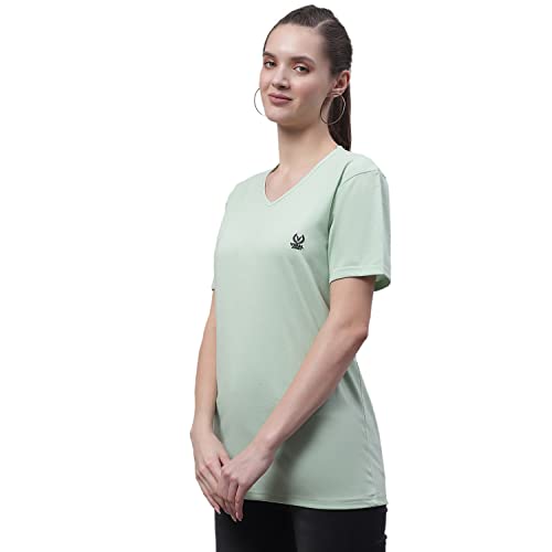 Image of Mack Jonney Women V Neck Cotton Solid Regular Fit T-Shirt-V Anthraa 001-P