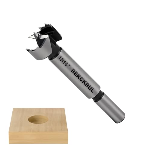 Image of REKCKRUL 15/16 Inch Forstner Bit, 15/16" Forstner Drill Bit for Woodworking, Hinge Cutter for Hardwood, Plywood, Plastic