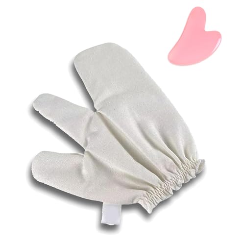 Garshana - Guantes de seda cruda, guantes de masaje ayurvédico, guantes Garshana para el sistema linfático, guantes de cepillado en seco para mujeres y hombres (1 unidad)