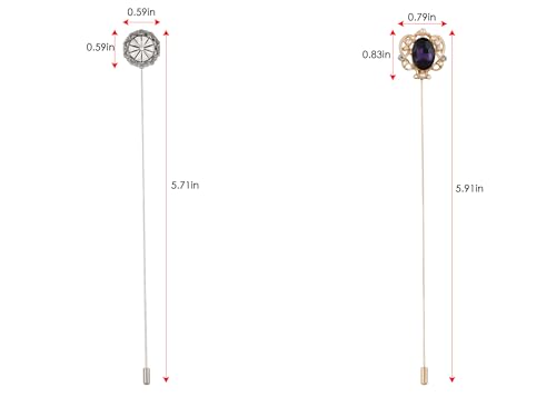 Image of Alilang Women's Vintage Golden Metal Hollow Out Design Crystal Rhinestone Pearl Crown Hat Pin 5in Length Silver Flower Brooch