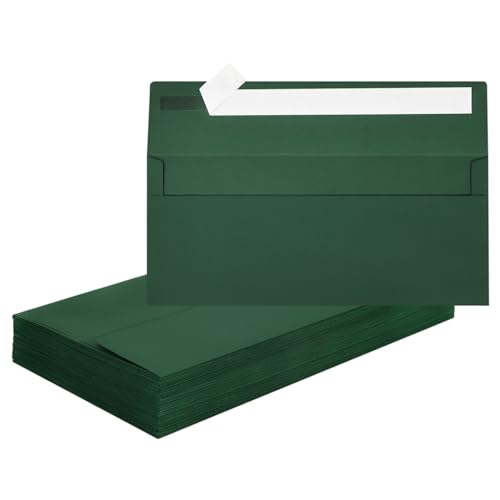 Image of 50 Pcs #10 Dark Green Envelopes Letter Size Self Seal, Business Envelopes