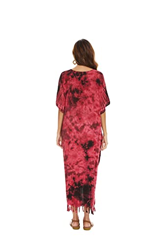 Image of Beautybatik Women Hippie Tie Dye Caftan Kaftan Loungewear Maxi Plus Size Long Dress XL to 4X