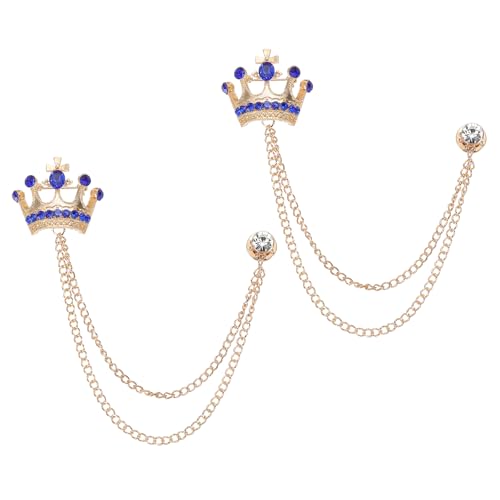 Image of PATIKIL Crown Hanging Chain Brooch Pins, Rhinestone Suit Pins Fashion Crystal Lapel Pins