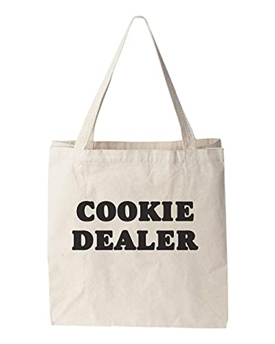 Cookie Dealer, Natural Canvas Bag, Screenprinted Tote, Cotton Flour Sack, Funny Tote Bag