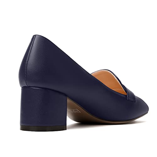 Image of MODENCOCO Womens Square Toe Slip On Comfortable Casual Matte Work Chunky Low Heel Loafers Shoes 2 Inch
