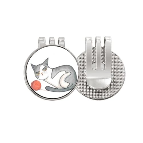 Marque-Balle Golf Chat Aquarelle avec Clip Magnétique - Cadeau pour Golfeur