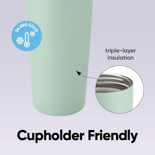 Image of KELVEE FreeSip Sway 900ml Insulated Stainless Steel Water Tumbler with Two-Way Spout & Straw, Bucket Handle, Leak-Proof BPA-Free Sports & Travel Sipper for School, Gym & Outdoor (Eucalyptus)