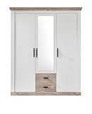 STAURAUM - Der Kleiderschrank bietet viel Platz in sieben geschlossene Fächer, zwei Kleiderstangen und zwei Schubkästen. Die mittige Spiegeltür können Sie wahlweise links oder rechts öffnend montieren.